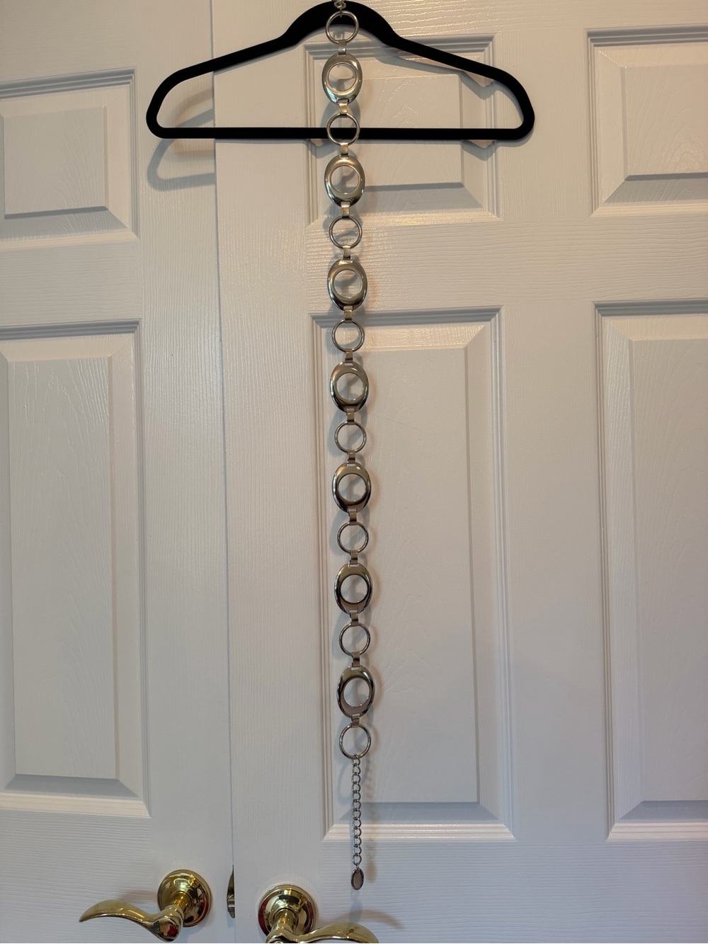 Vintage Nine West Silver O-Ring Chain Belt Y2K Geometric Circle Link OS